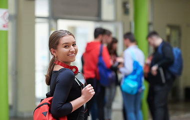 Image showing famel student with modern technology in school