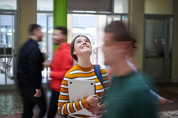 Image showing famel student with modern technology in school