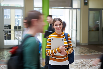 Image showing famel student with modern technology in school