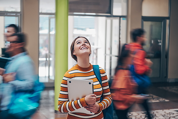 Image showing famel student with modern technology in school