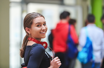 Image showing famel student with modern technology in school