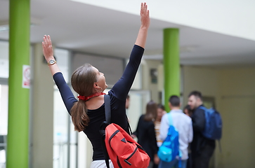 Image showing famel student with modern technology in school