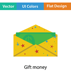 Image showing Birthday gift envelop icon with money  