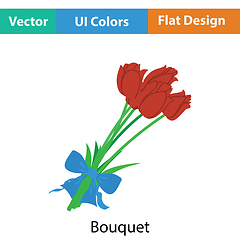 Image showing Tulips bouquet icon with tied bow