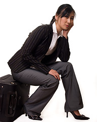 Image showing Bored waiting traveller