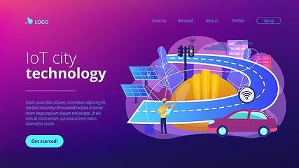 Image showing Smart roads construction concept landing page.