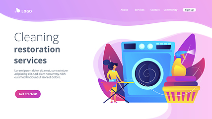 Image showing Dry cleaning and laundering concept landing page.