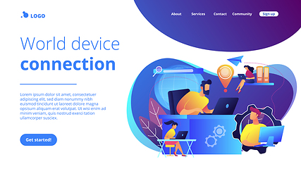 Image showing Global network connection concept landing page.