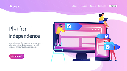 Image showing Cross-platform software concept landing page.