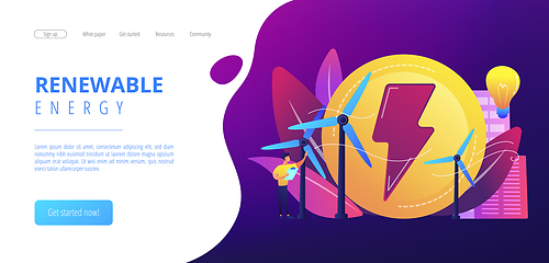 Image showing Wind power concept landing page.