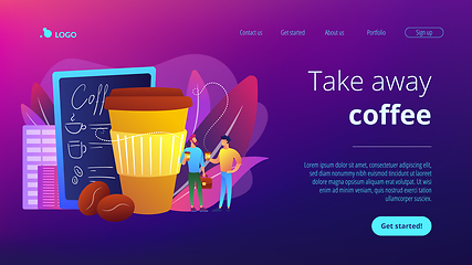 Image showing Take away coffee concept landing page.