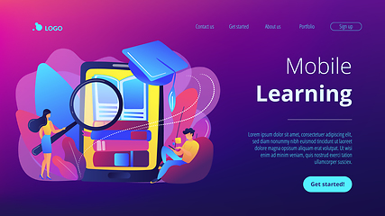 Image showing Mobile learning concept landing page.