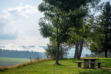 Image showing misty landscape with trees