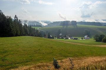 Image showing misty landscape with trees