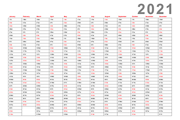 Image showing year 2021 annual Calendar