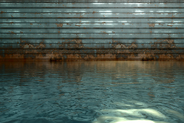 Image showing rusty metal wall water surface