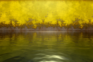Image showing rusty metal wall water surface