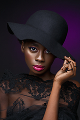 Image showing Beautiful black girl with crystal crown