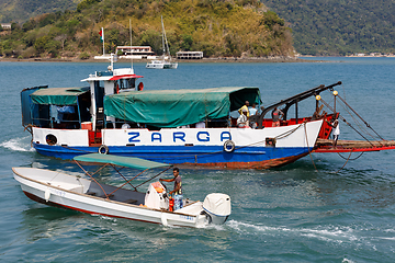 Image showing Malagasy freighter ship in Nosy Be bay, Madagascar