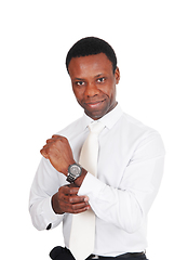 Image showing Handsome African man in whit shirt and tie
