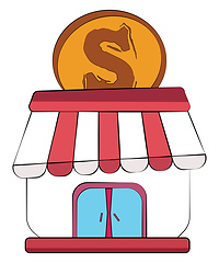 Image showing A business establishment with coin sign vector or color illustra