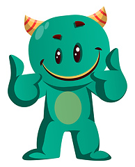 Image showing Green monster giving two thumbs up vector illustration