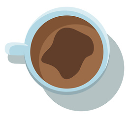 Image showing Top view of a white mug filled with warm coffee drink vector col