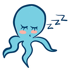 Image showing Clipart of a blue-colored sleeping octopus vector or color illus