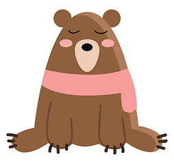 Image showing A large bear wearing a pink scarf vector or color illustration