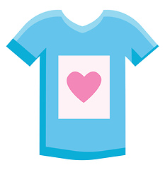 Image showing Blue sleeveless shirt with heart illustration color vector on wh