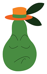 Image showing A green gush with orange hat expressing sadness vector color dra