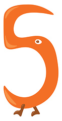 Image showing Numerical number five in orange color vector or color illustrati