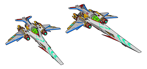 Image showing Colorful fantasy battle cruiser vector illustration on white bac