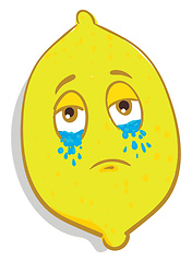 Image showing A sad crying lemon vector or color illustration