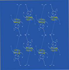 Image showing A texture with sad monsters over dark blue background vector or 