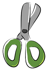 Image showing Simple cartoon green scissors vectro illustration on white backg