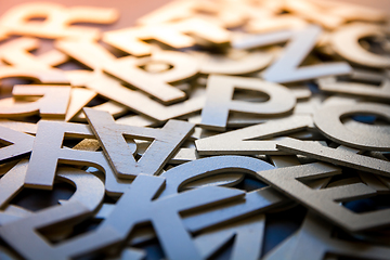 Image showing Mixed letters pile closeup photo