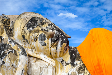 Image showing Reclining Buddha, Wat Lokaya Sutharam temple, Ayutthaya, Thailan