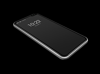 Image showing All-screen blank smartphone mockup isolated on black. 3D render