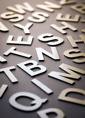 Image showing Mixed letters pile closeup photo