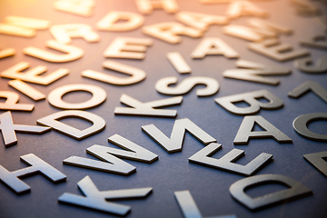 Image showing Mixed letters pile closeup photo