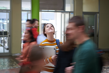 Image showing famel student with modern technology in school