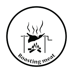 Image showing Roasting meat on fire icon