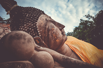 Image showing Reclining Buddha, Wat Phutthaisawan temple, Ayutthaya, Thailand