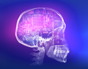 Image showing Human skull X-ray image. Artificial intelligence concept