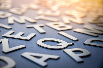 Image showing Mixed letters pile closeup photo