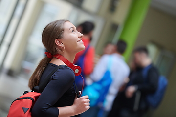 Image showing famel student with modern technology in school