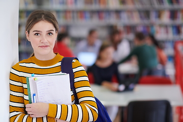 Image showing the student uses a notebook and a school library