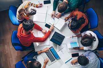 Image showing students use modern technology for a school project