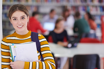 Image showing the student uses a notebook and a school library